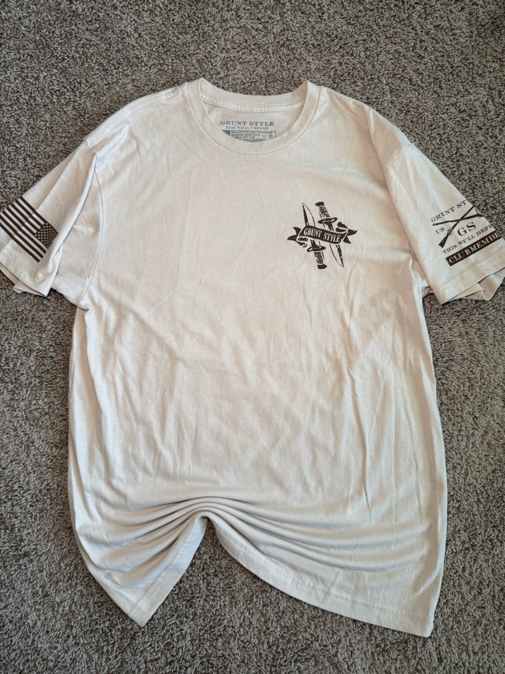 Front & back Grunt Style Men's Short Sleeve Logo Tee - Cream